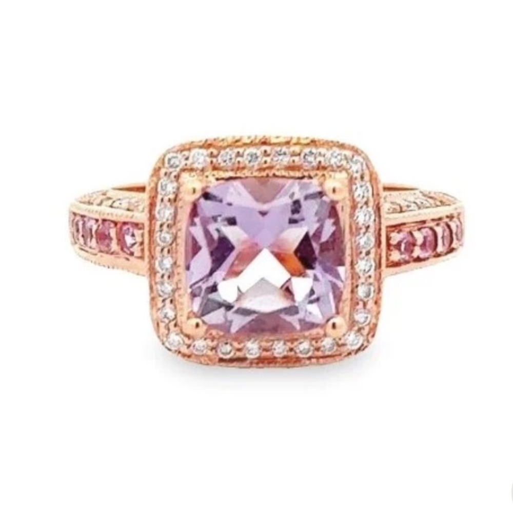 LeVIAN Amethyst Pink Sapphire and Diamond Estate 14k Strawberry Rose Gold
